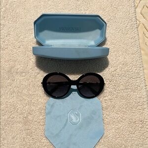 Swarovski Black Sunglasses with Light Blue Case
